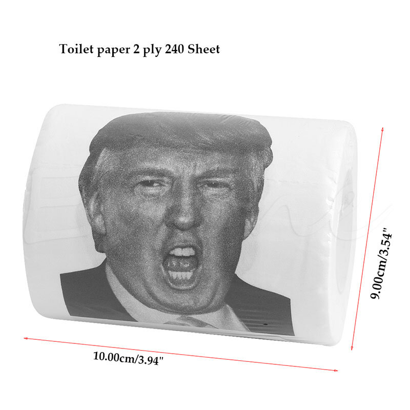 Quente! Rolo de papel higiênico donald trump humor novidade engraçado mordaça presente despejo com trump