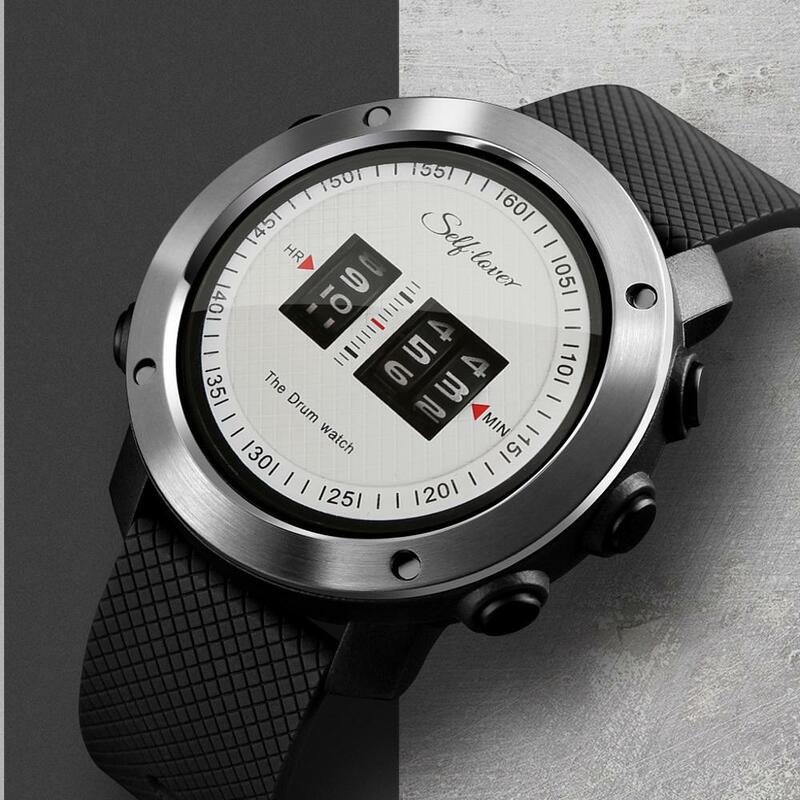 Orologio da uomo Drum Roll splendido orologio unico tempo di rotolamento cinturino in gomma impermeabile LCD digitale esercito Sport orologi in gomma Relogio Q