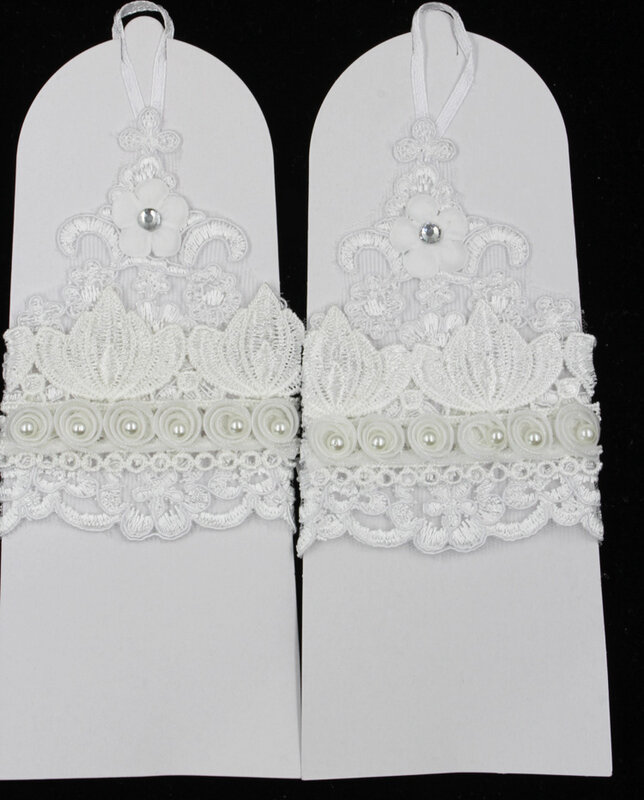 Zuoyiting luvas de noiva curtas, luvas de casamento brancas sem dedos com rendas de pérola crochê, acessórios de casamento 19