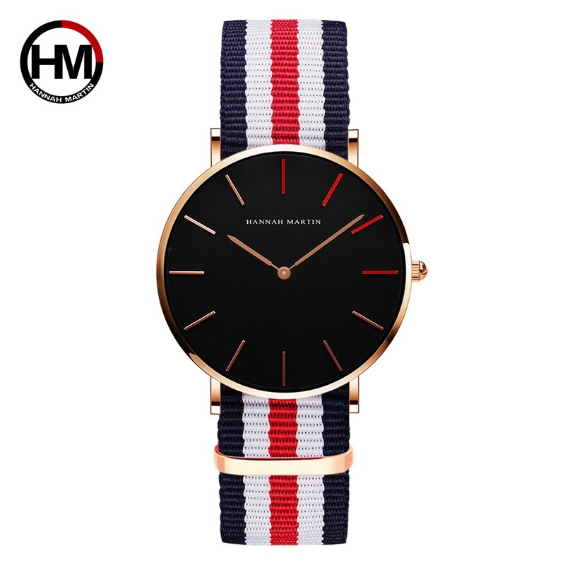 Vrouwen horloge HM merk Quartz horloge voor liefhebbers casual Waterdicht eenvoudige horloges mode hit kleur canvas Lederen band 1230-HR40