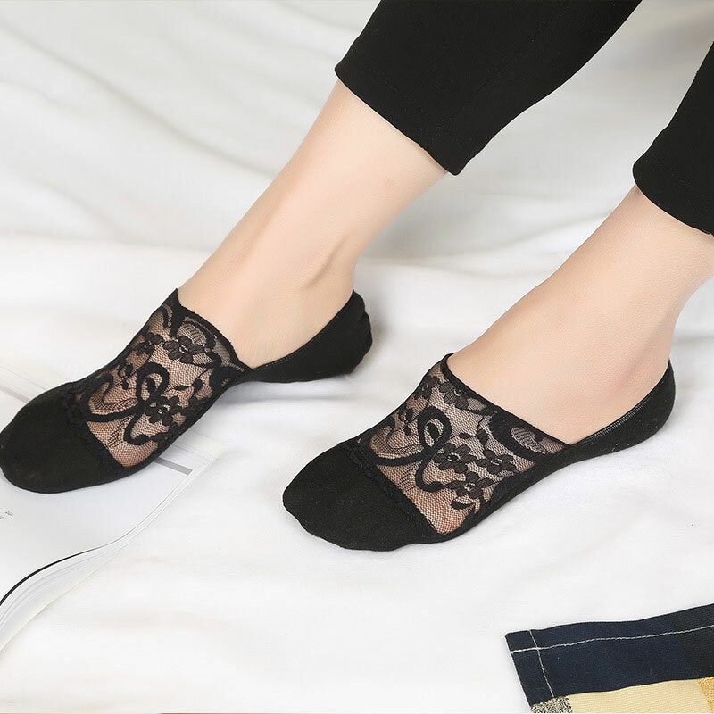 SP&CITY New Transparent Short Lace Socks Women Summer Hollow Out Boat Socks Slippers Female Soft Low Invisible Socks Ped