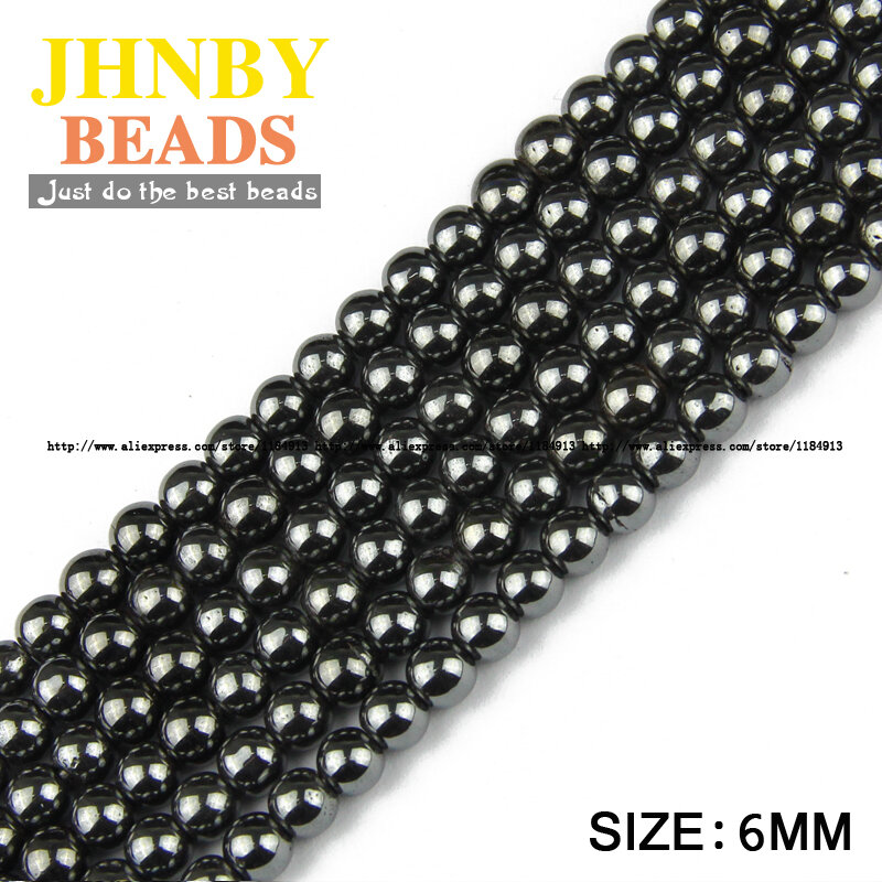 Pedra natural preto hematite contas bola redonda selecionável 3/4/6/8/10mm grânulos soltos para joias pulseira que faz diy acessórios