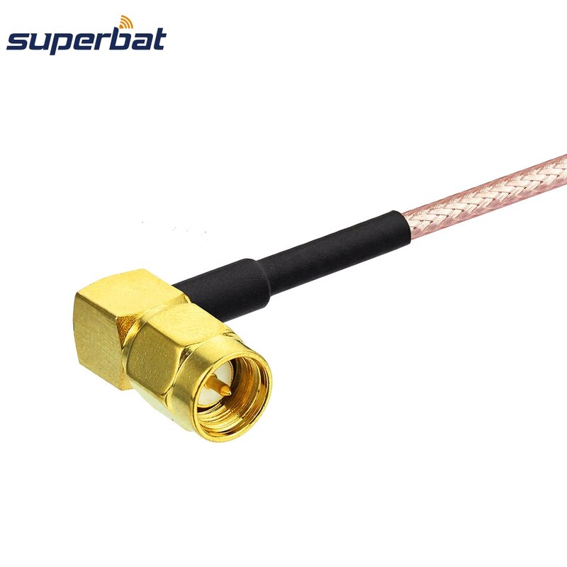 Superbat – câble coaxial sans fil RG316, 60cm, prise SMA à Angle droit mâle à sertir, Double bouclier