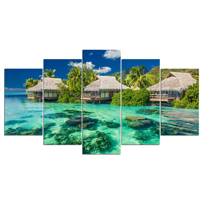 Wall Picture home decor Canvas Seascape painting Wall art print 5 panel canvas painting home decor Pictures print
