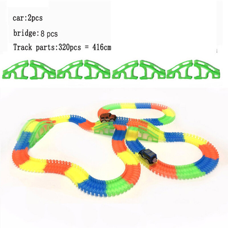 Glowing Assembly DIY Flexible Racing Track Electronic Flash Light Car Railway Magical Racing Track Play Set Toys For Children