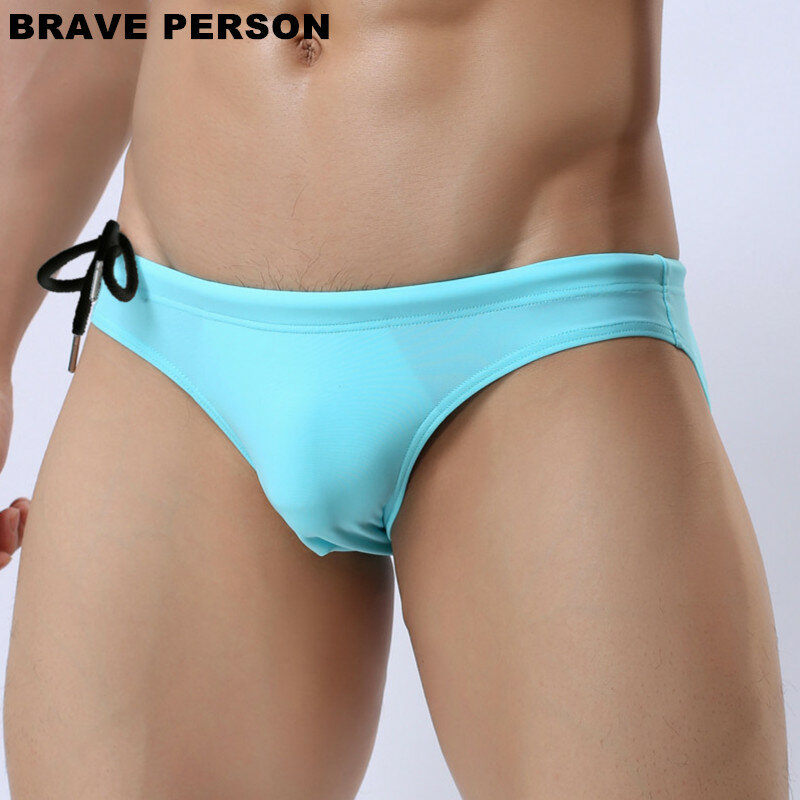 BRAVE PERSON-ropa interior de nailon para hombre, ropa de playa sólida, Bikini Sexy de tiro bajo, 2019