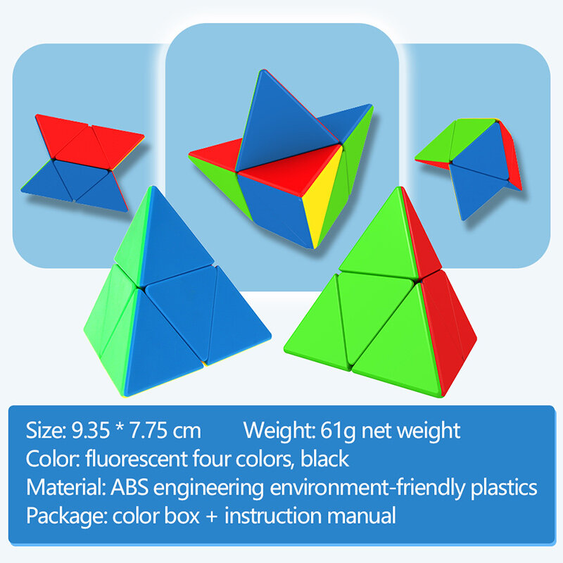 Cubo piramidal sin pegatinas para niños, 2x2x2, rompecabezas de velocidad, juguetes educativos