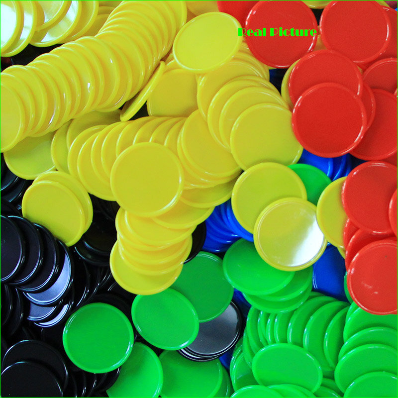 Cartas de jogo bingo em chips, ensino de jardim de infância, recompensa de moedas de jogo de 37mm de diâmetro 9 cores, 25 peças