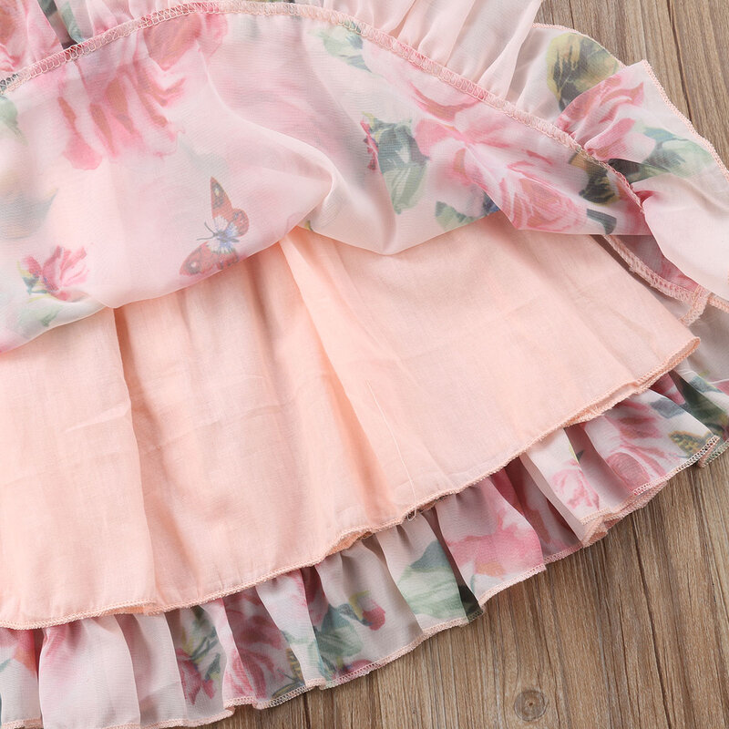 Милое платье для маленьких девочек, ТРАПЕЦИЕВИДНОЕ платье с рукавами-фонариками и цветами для маленьких девочек, праздничная вечерняя одеж...