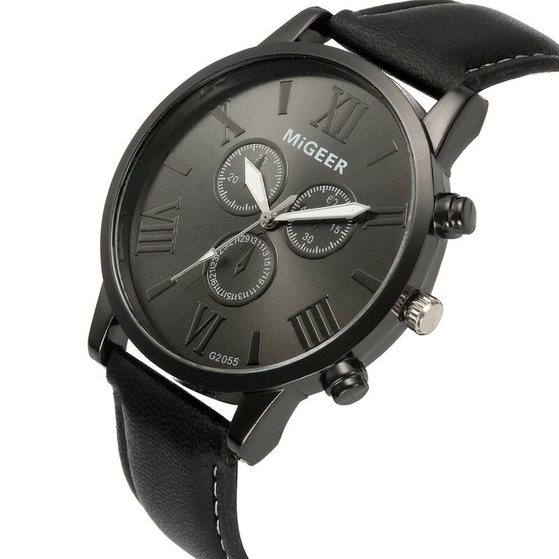 Migeer relógio masculino clássico pulseira de couro quartzo relógio casual homem relógios 2019 masculino relógio de pulso