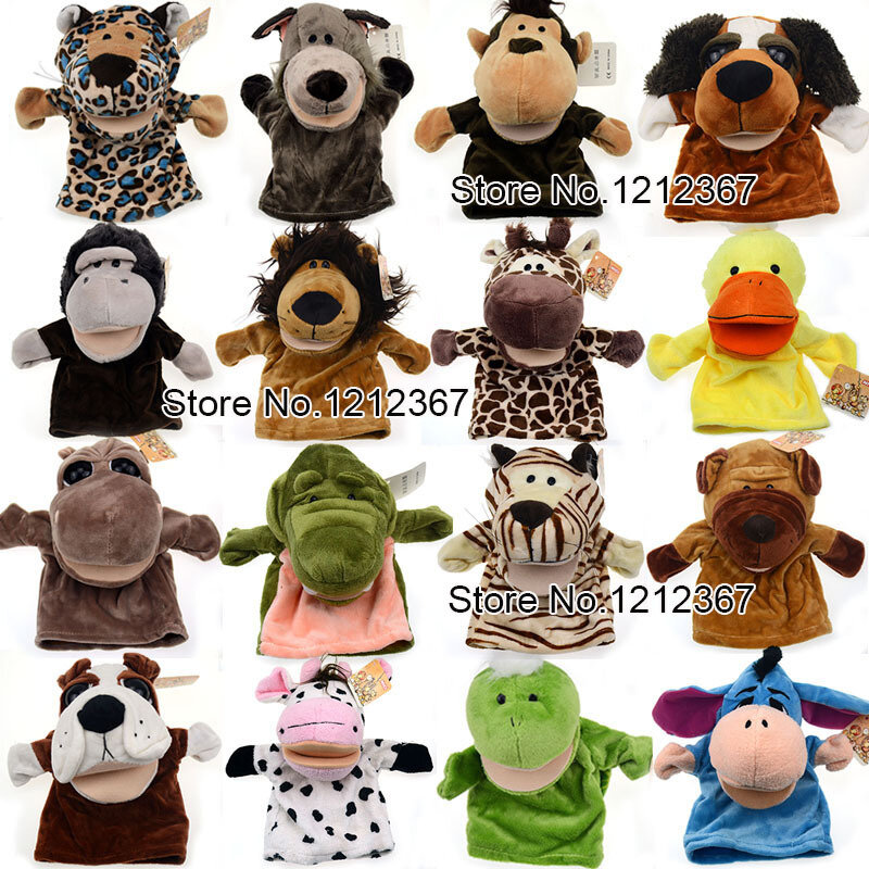 Cute cartoon forest animal doll Baby Plush Toy Hand Puppets Storytelling props Mouth can move 18 style to choose Funny toys