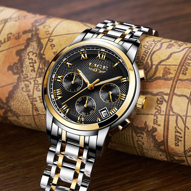 2022 nova marca de luxo dos homens relógios topo lige data negócios aço inoxidável relógio quartzo moda masculino cronógrafo à prova dwaterproof água