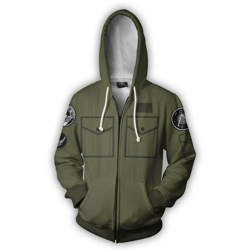 Stargate:SG-1 Costume SG-1: Explorer Unit Cosplay 2018 3D Print Sweatshirt Hooded Zipper Cartoon Sweatshirt VogueHommes Jackets