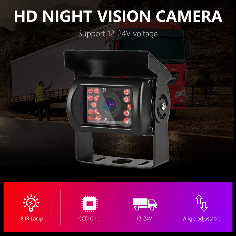 Car Rear View Camera Universal Backup Parking Camera 18 LED Infrared Night Vision Waterproof 170 Wide Angle HD Color Image