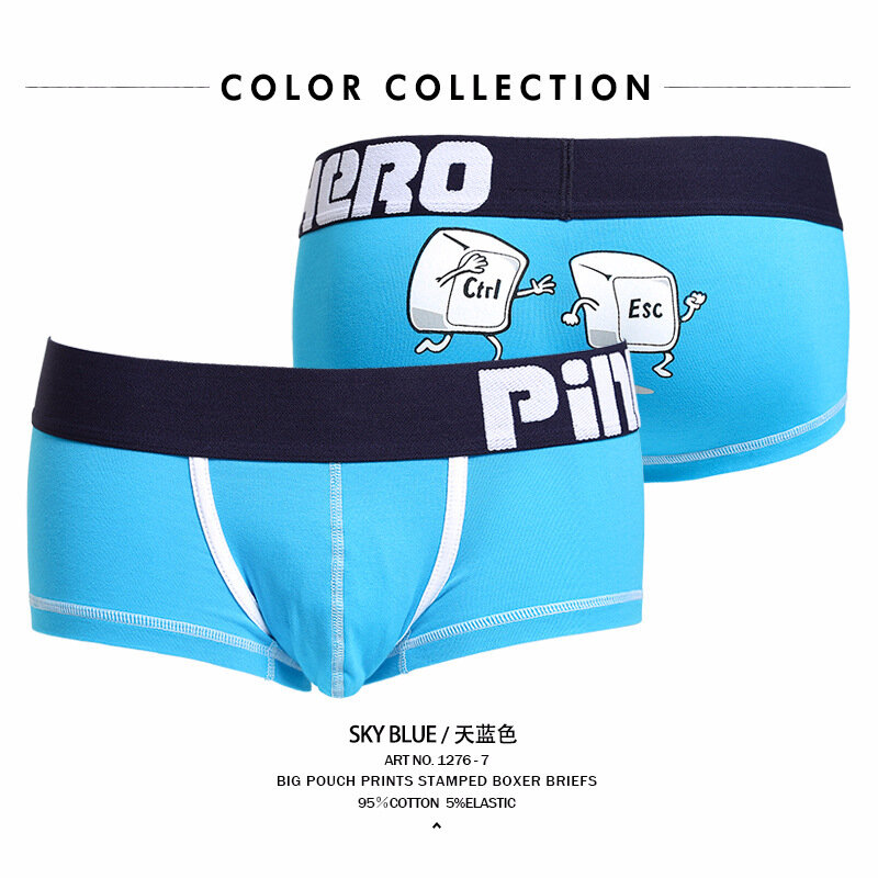 PINK HEROES 2Pcs / Lot Boxers pour homme Cotton Print Black White Gray Men Boxer Underwear Sexy Comfort Men Shorts Panties