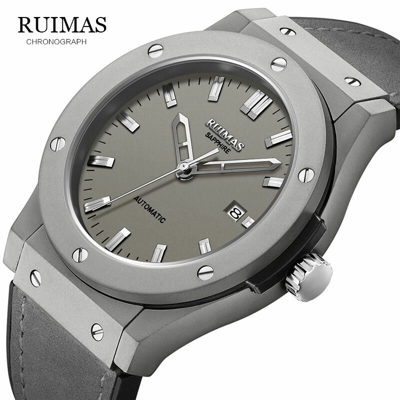 RUIMAS Top Luxury Brand uomo sport militare meccanico orologio uomo analogico data orologio cinturino in pelle orologio da polso Relogio Masculino