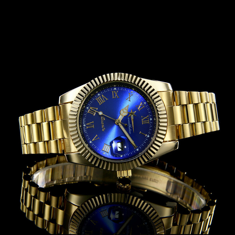 Wealthstar แบรนด์แฟชั่น Quartz Sport นาฬิกาวันที่นาฬิกาข้อมือสแตนเลสสตีลนาฬิกาข้อมือ Casual ผู้ชายเหล็กเต็ม...