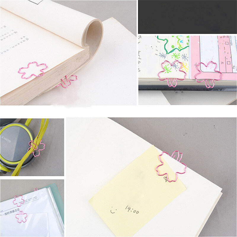 5 Stks/partij Mooie Sakura Bladwijzers Planner Paperclip Metalen Materiaal Handig Voor Boek Briefpapier Scholen Kantoorbenodigdheden