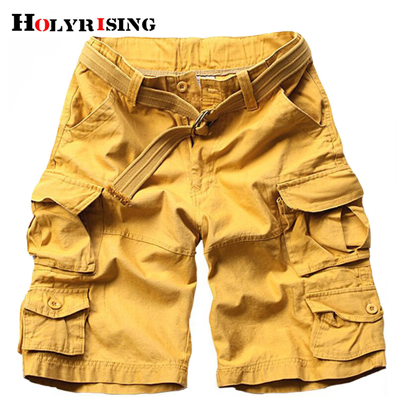 Holyrising Free belt Men 100% cotton pants Multi Pocket Military pants  Men Camouflage Cargo trousers 11 Colors 18803-5