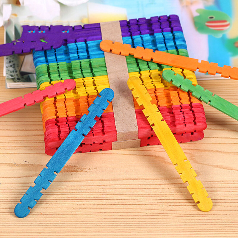 50 pièces/bâtons de Popsicle en bois coloré bâtons de crème glacée en bois naturel enfants jouets éducatifs bricolage à la main artisanat fournitures