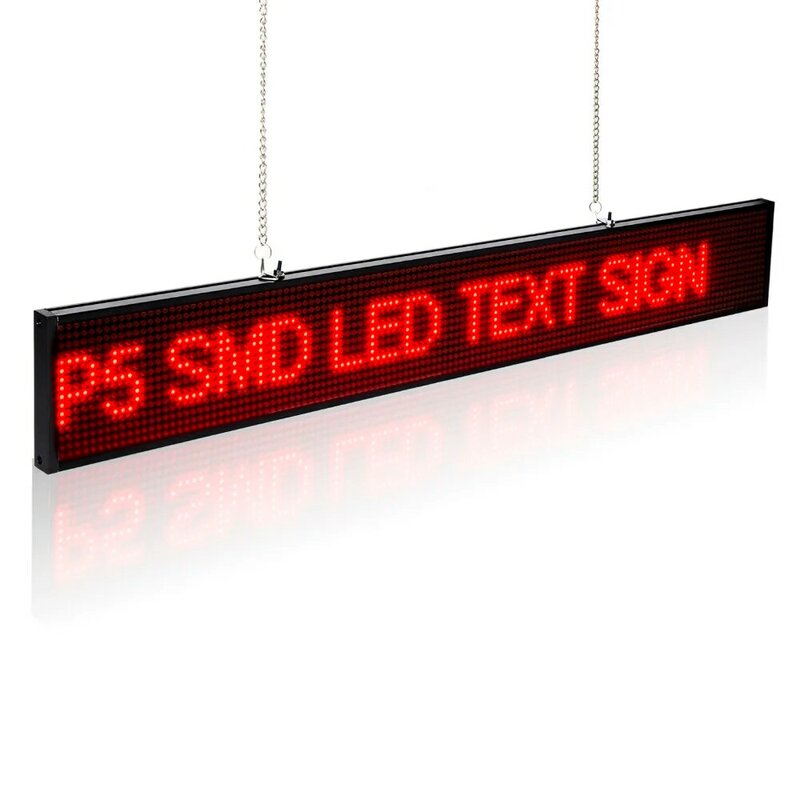 Señal Led inalámbrica P5 SMD16 x 128 píxeles, tablero de pantalla LED programable con WIFI, desplazamiento de mensaje, soporte multilenguaje, 66CM