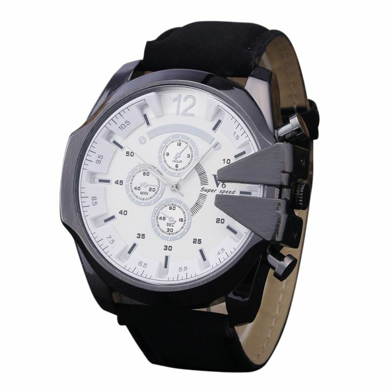 Mode militaire Sport nouveaux hommes montre affaires montres bracelet en cuir hommes montre horloge
