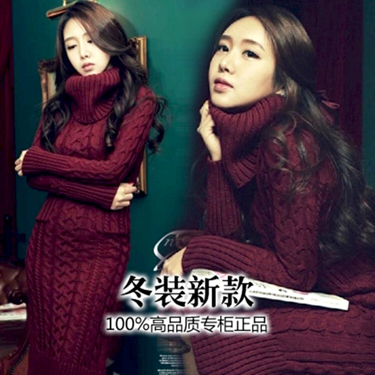女性のための冬のウールのニット,厚くて高貴な気質のある,長い底のセーター,ヨーロッパの冬