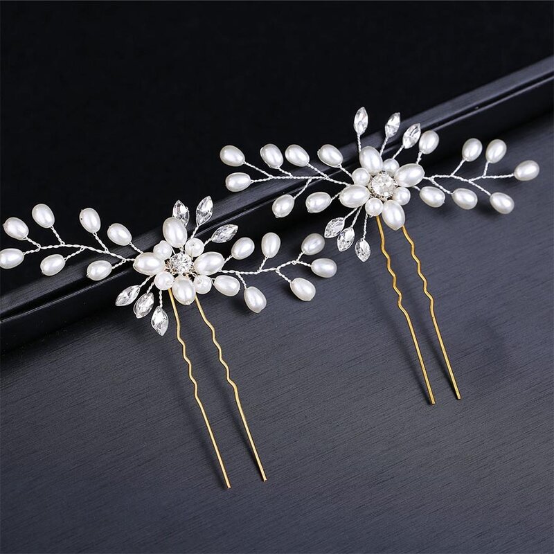 MOLANS Multi Style Pearls Crystal Hair Accessories for Bridal Wedding Ornaments Exquisite Handmade Alloy Headbands Hair Combs