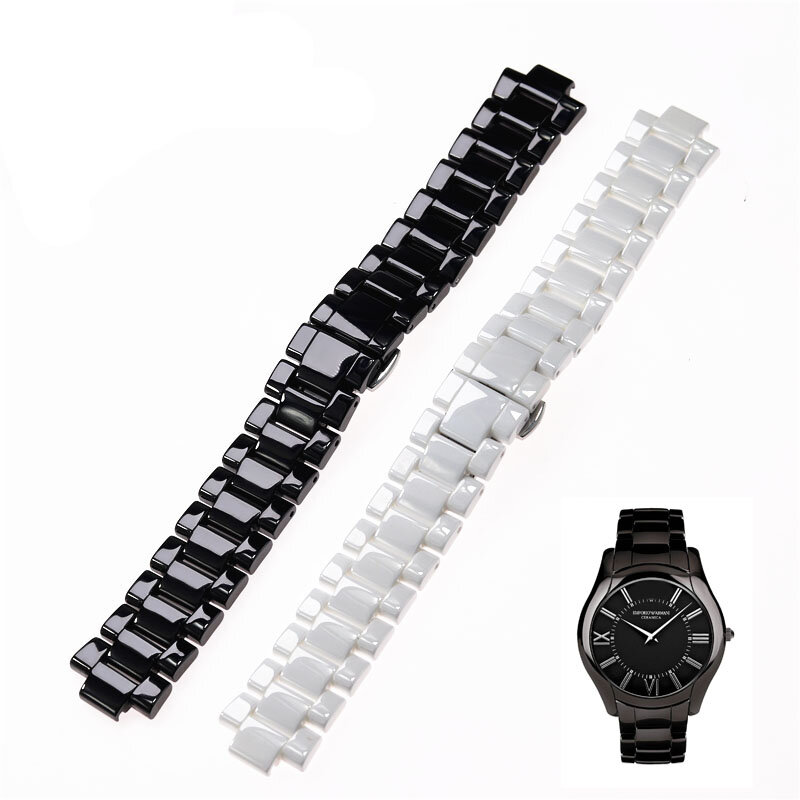 Applicabile a Armani orologio in ceramica 20mm23mm nero bianco brillante cinturino in ceramica orologio modello AR1424 AR1426 AR1421 AR1425 cinturini