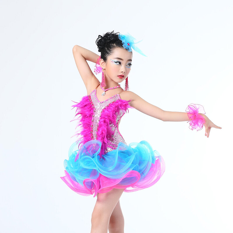 Costume de danse Jazz pour filles, robe tutu moderne à paillettes, pour fête de bal, pour enfants