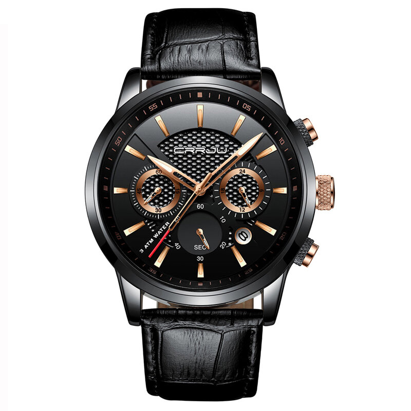 Crrju relógio de luxo marca militar dos homens do esporte relógio de pulso masculino data calendário cronógrafo relógio de quartzo relogio masculino