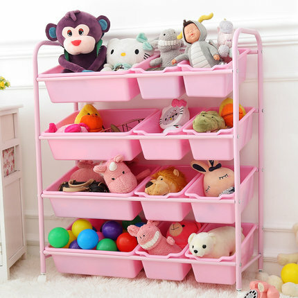 Estante de acabado para almacenamiento de juguetes para niños, estante multicapa con rodillo para juguetes para bebés