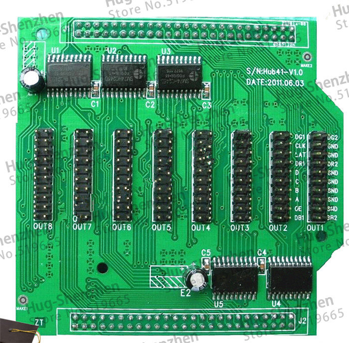 Tarjeta de conversión de control LED, adaptador Hub41 con 8 puertos hub41 incluidos para pantalla LED/placa de tarjeta HUB41A, lote de 5 unidades