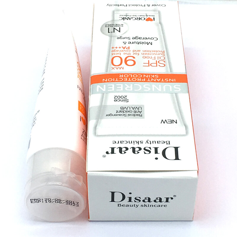 Disaar Beauty العناية بالبشرة الوجه كريم وقاية من أشعة الشمس Spf Max 90 زيت مجاني جذري زبال مضاد للأكسدة UVA/UVB 40g Sunblock