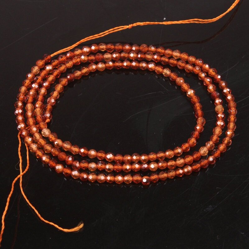 2Mm 3Mm Natural Orange Garnet Gemstone Faceted Bulat Longgar Beads DIY Accessories untuk Kalung Gelang Anting-Anting Membuat Perhiasan