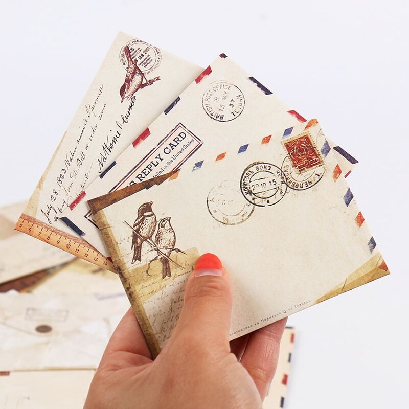 Baru Amplop Kertas Antik Gaya Kuno Hadiah Paket Alas Huruf Pasokan Kantor Sekolah Mini Amplop Kartu Kertas 12 Buah/Set