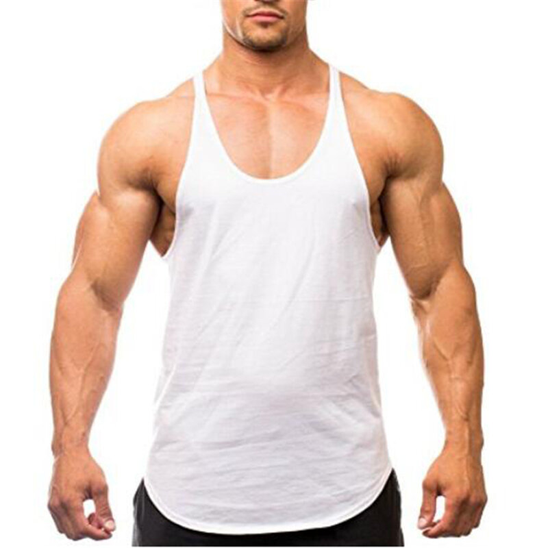 Camiseta masculina de algodão, camiseta esportiva para ginástica e musculação