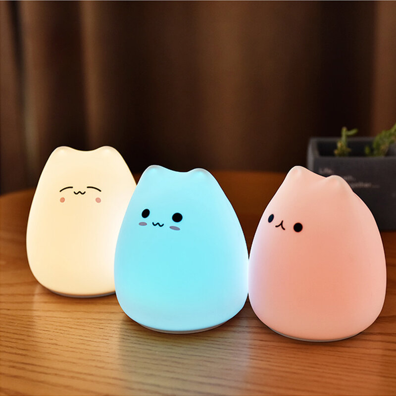 LED Night lamp decorate desk light battery dream cute cat holiday creative sleepping  7changing bulb for baby bedroom luminar
