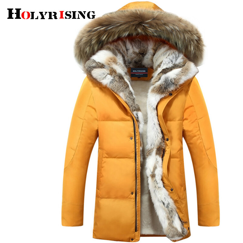 Holyrising-Chaqueta de plumón gruesa para hombre y mujer, abrigo impermeable con Cuello de piel de mapache grande, ajuste-30 grados, S-5XL, talla 2018, 18640