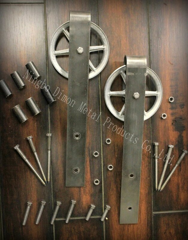 Dimon-Herrajes personalizados para puerta corredera, rueda colgante para puerta de granero de madera, estilo americano, DM-SDU, 7209