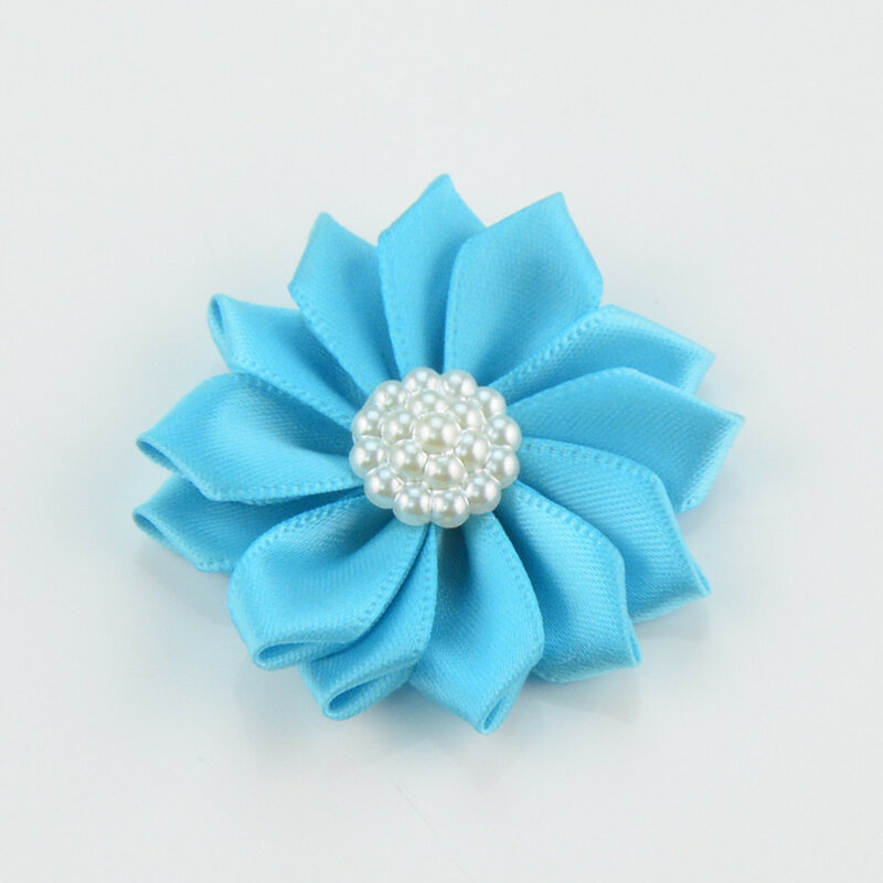 Yundfly – ruban de fleurs en Satin, 10 pièces, fausses perles, accessoires pour cheveux de petites filles, fleurs en tissu pour bricolage