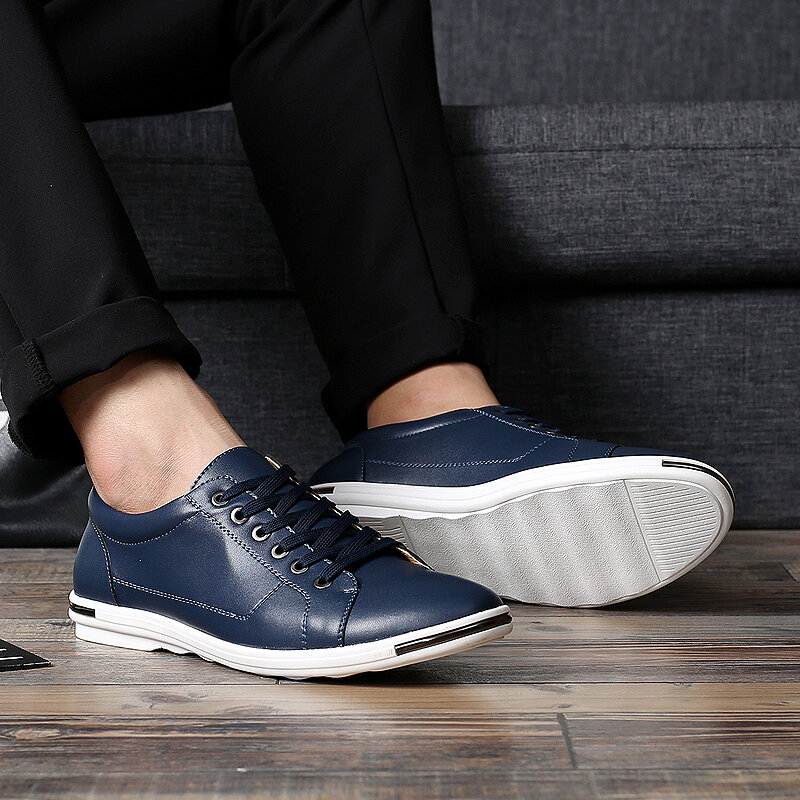 Zapatillas de deporte informales cómodas para hombre, zapatos planos transpirables de cuero, talla grande 38-48, A3-10, envío directo, 2019