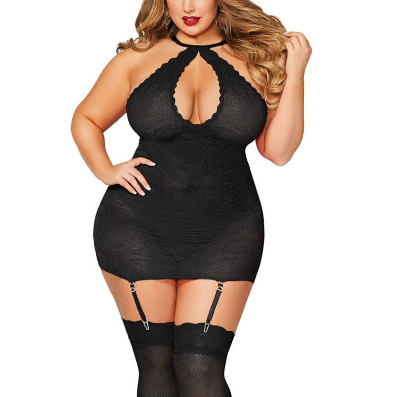 Sexy Lenceria Mujer Women Lingerie With G-string Plus Size Open Back Langerie Lace Babydoll Sleepwear Underwear Erotic Costumes