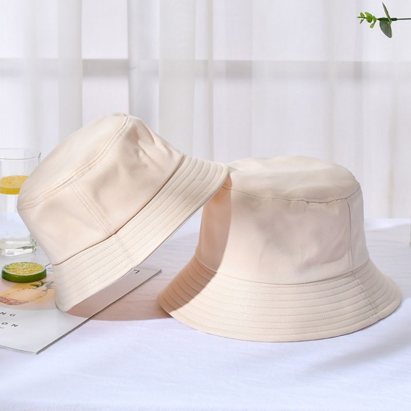 한국 성인 키즈 여름 접이식 버킷 모자, 단색 힙합 와이드 브림 비치 UV 보호 라운드 탑 자외선 차단 어부 모자
