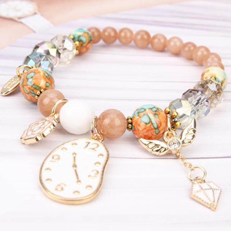 Bracciali per donna bracciali con perline di cristallo fiore bohémien Estrela Five Pontas De Madera bracciale Charms Jewelry