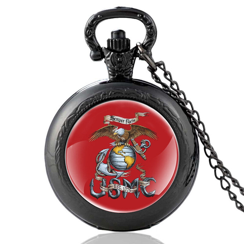Moda argento stati uniti Marine Corps-USMC orologio da tasca al quarzo Vintage uomo donna militare bronzo ciondolo collana regali