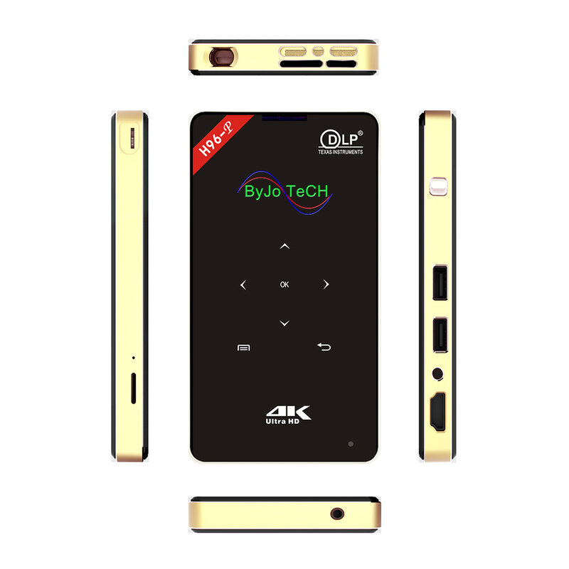 ByJoTeCH – Mini projecteur de poche Portable H96-P, 1 go 8 go ou 2 go 16 go, DLP, Android, système de cinéma maison H96p