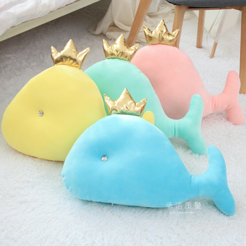 50cm Cute Dolphin Plush Stuffed Toy Soft Crown Whale Plush Doll Sleeping Pillow Toys For Kids Children Christmas Birthday Gifts