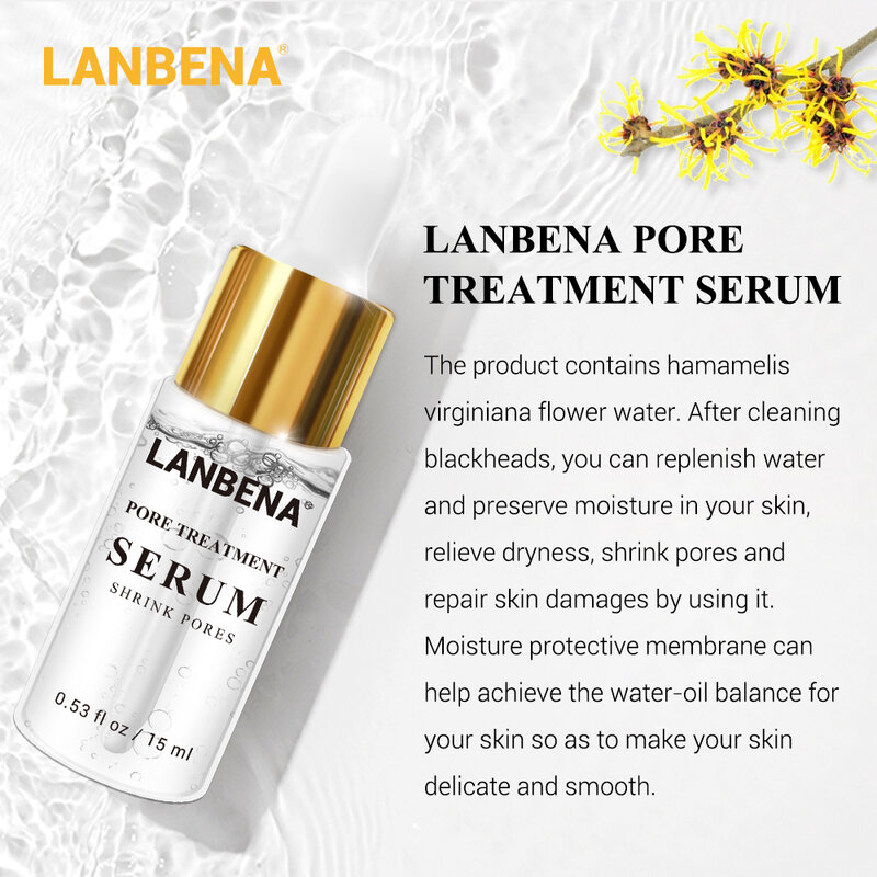 LANBENA Pore Treatment Serum Essence zmniejszyć pory złagodzić suchość kontrola oleju ujędrniający nawilżający naprawa gładka skóra pielęgnacja!