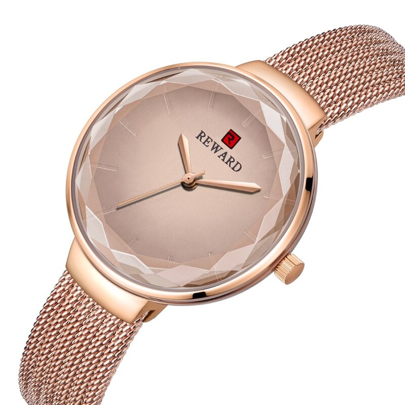 2020 Baru Fashion Merek Luxury Rose Gold Jam Tangan Jam Biru Mesh Baja Wanita Kasual Gaun Prism Kuarsa Watch Reloj mujer